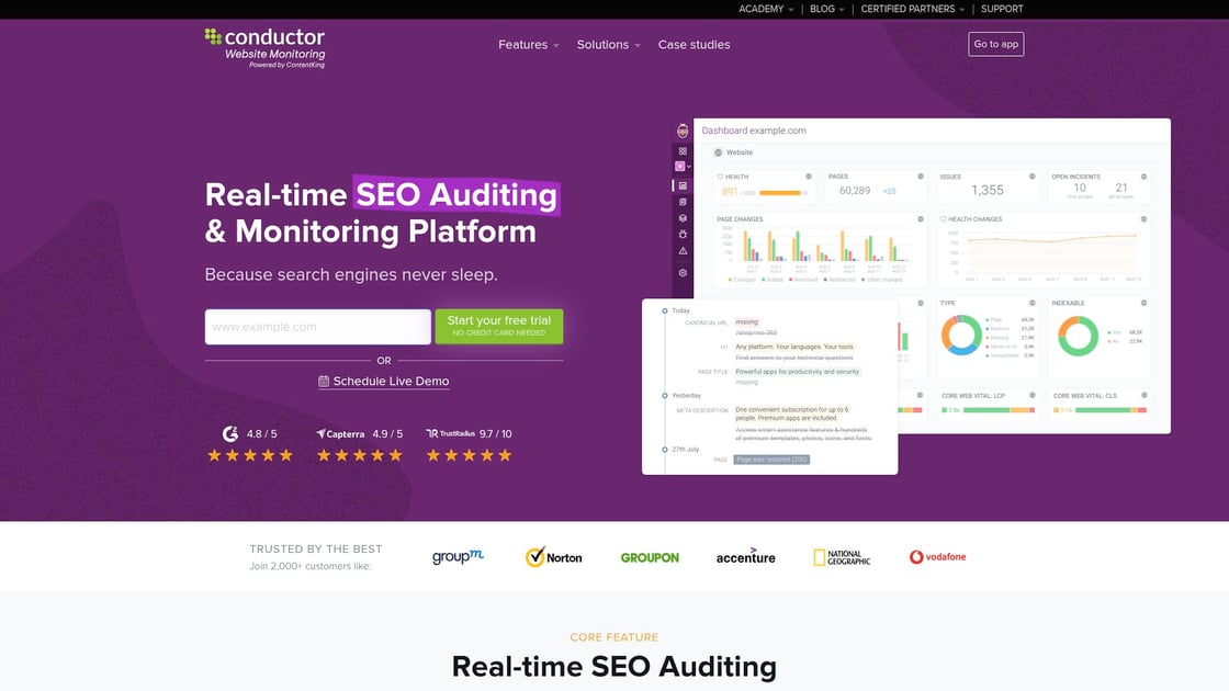 ContentKing real-time monitoring dashboard