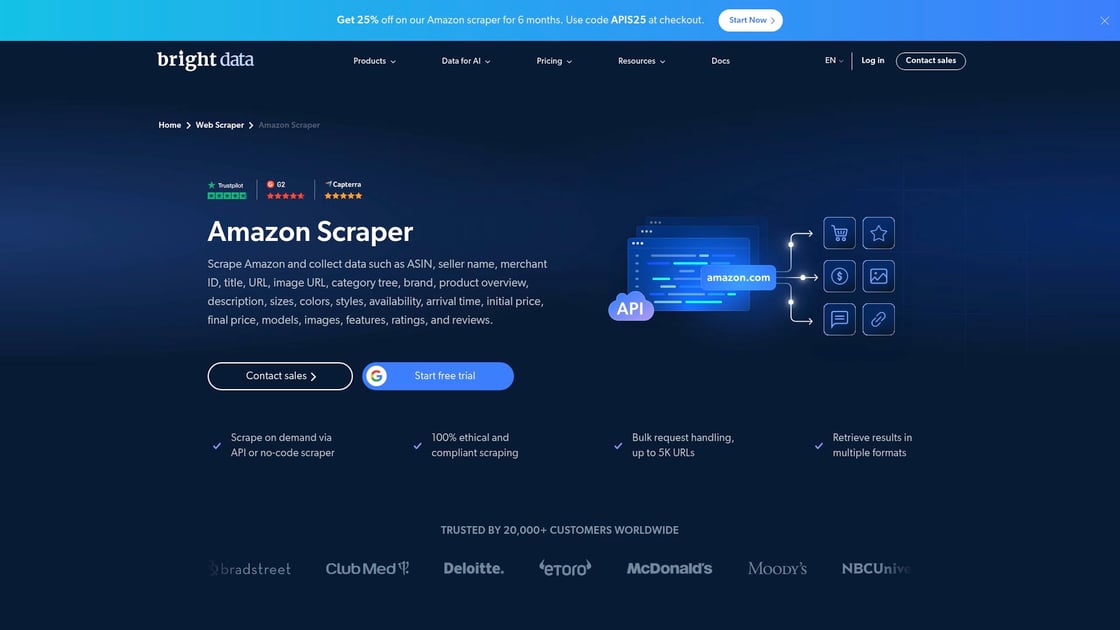 Bright Data Amazon Scraper interface