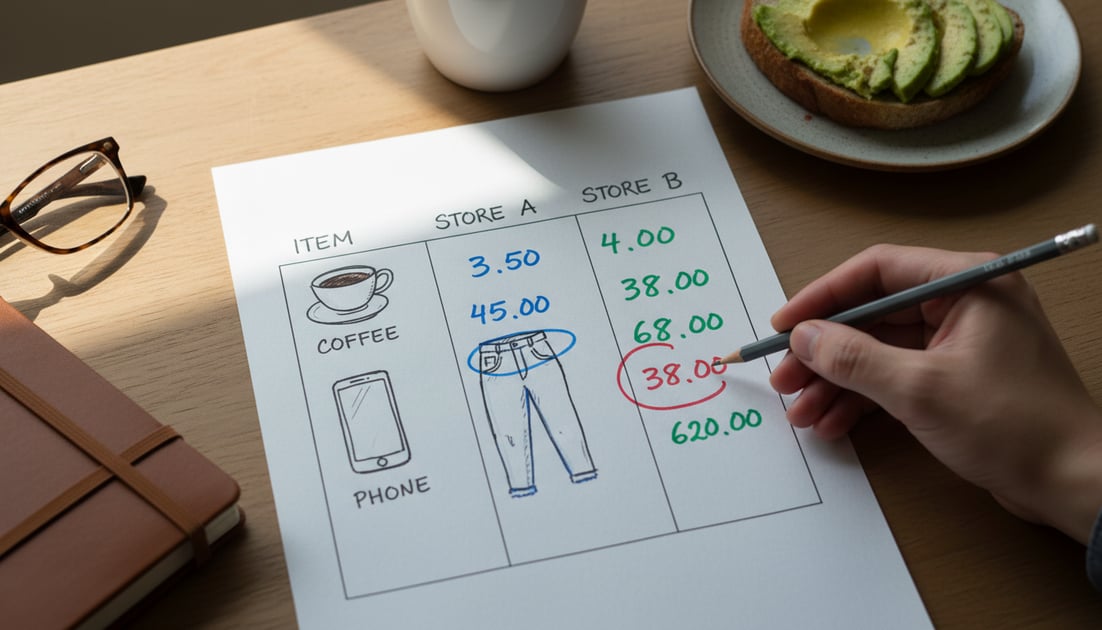 Chart showing cost comparison chart