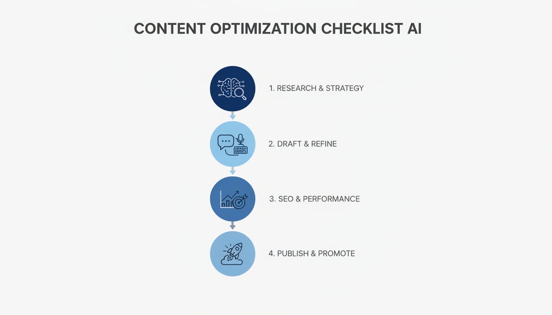 Infographic showing content optimization checklist AI