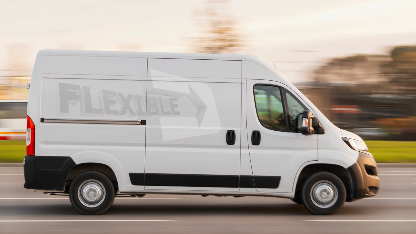 a white van on the road