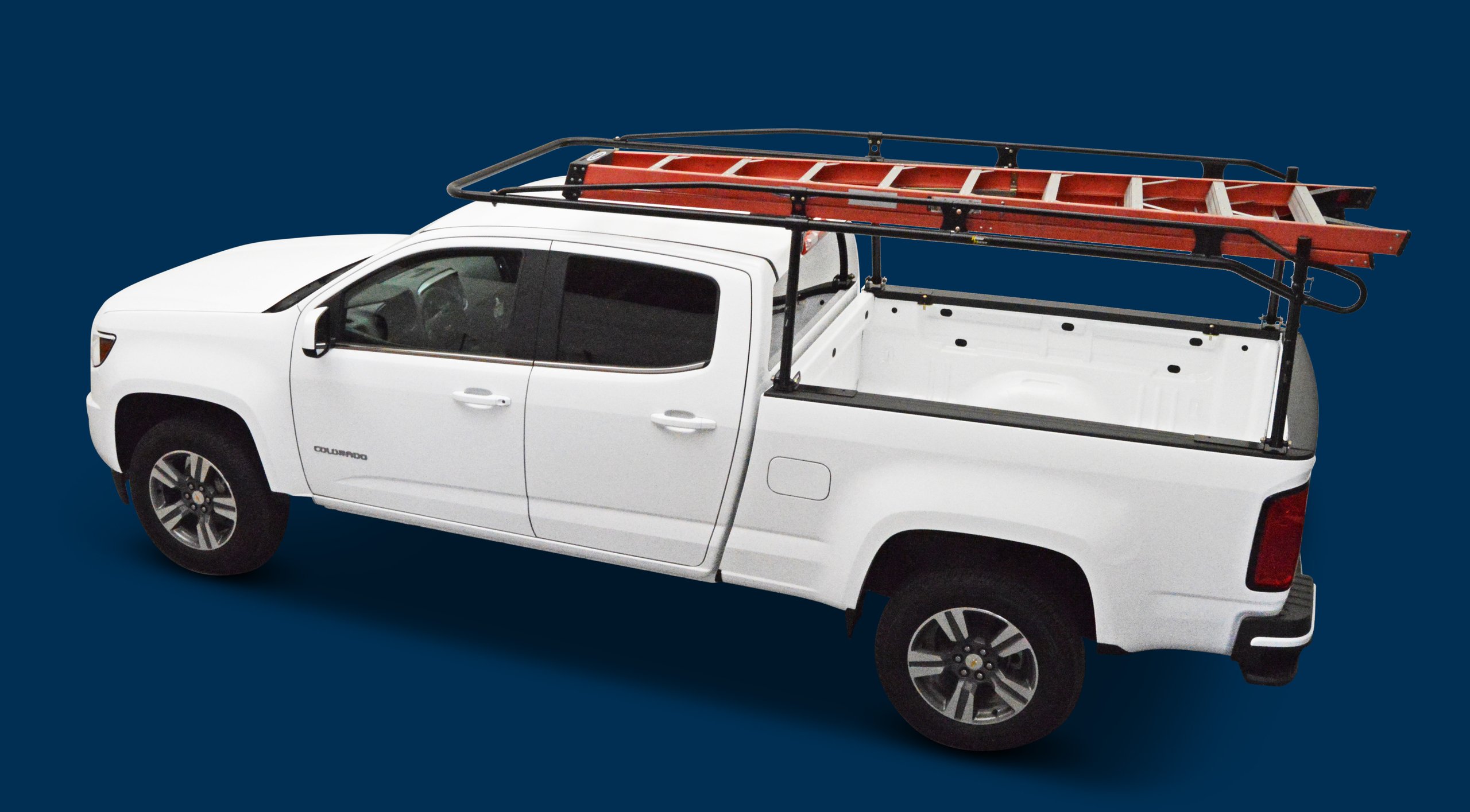 Truck with ladders on top