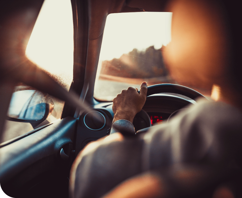 a person driving a car