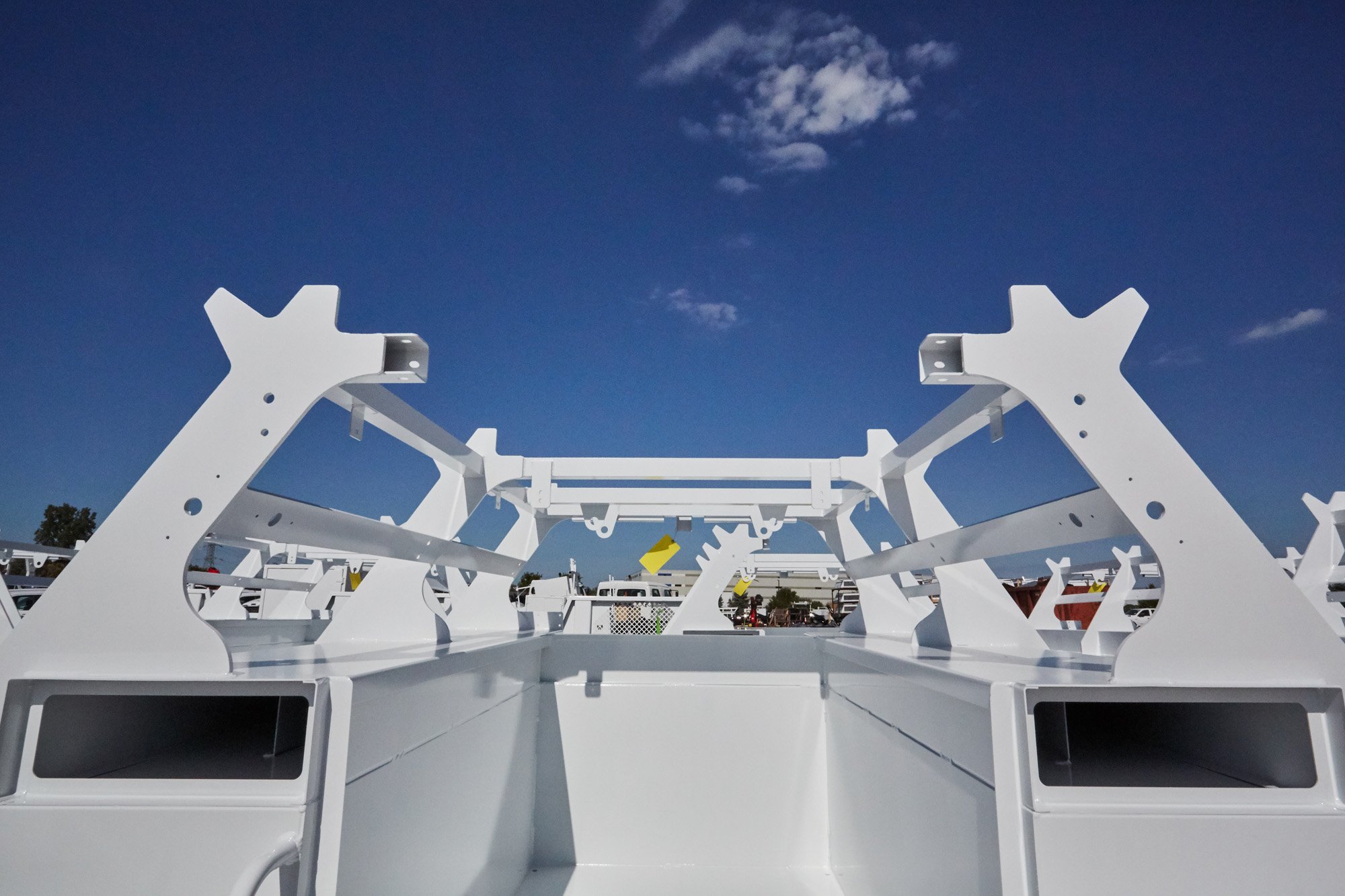 a white metal structure on a boat