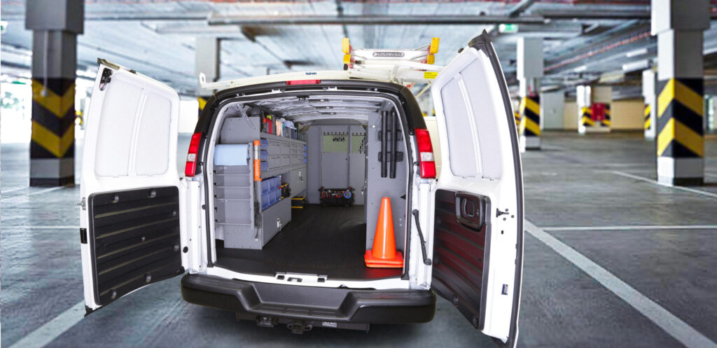 the back of a van with the door open