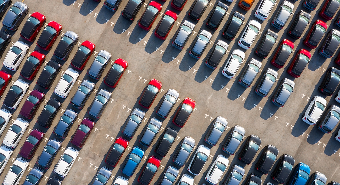 a parking lot full of cars