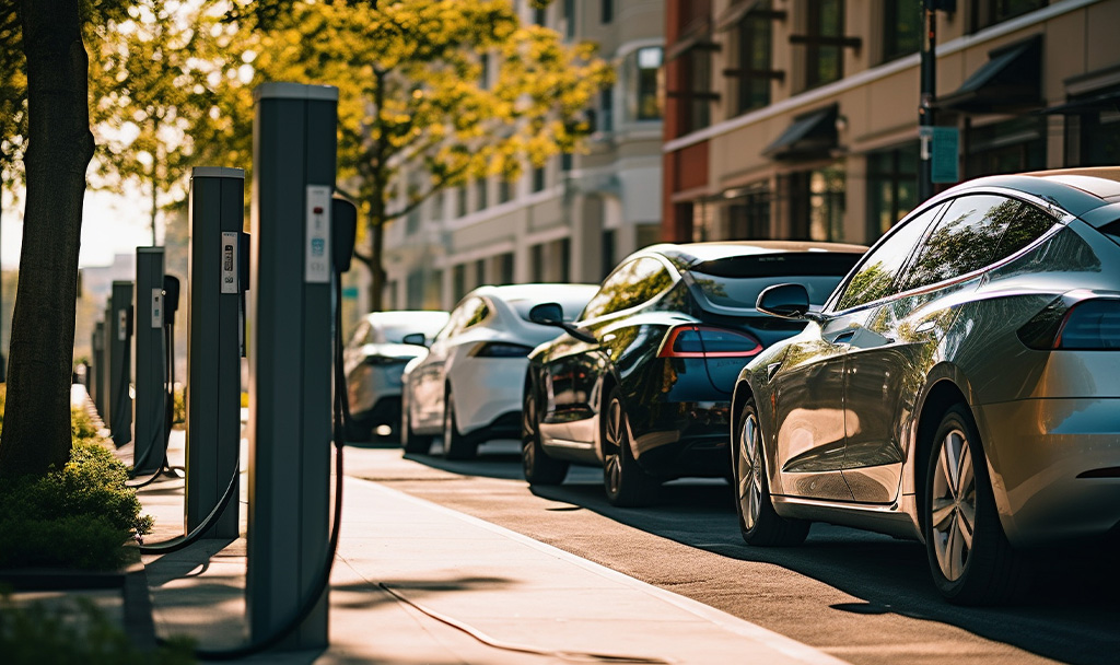 a car is parked in the street