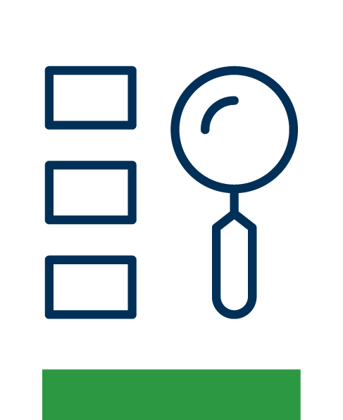 a magnifying glass next to a check box