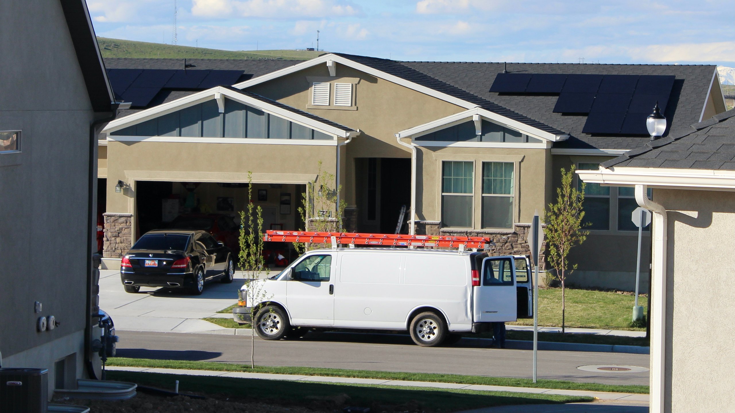 Van in front of the house