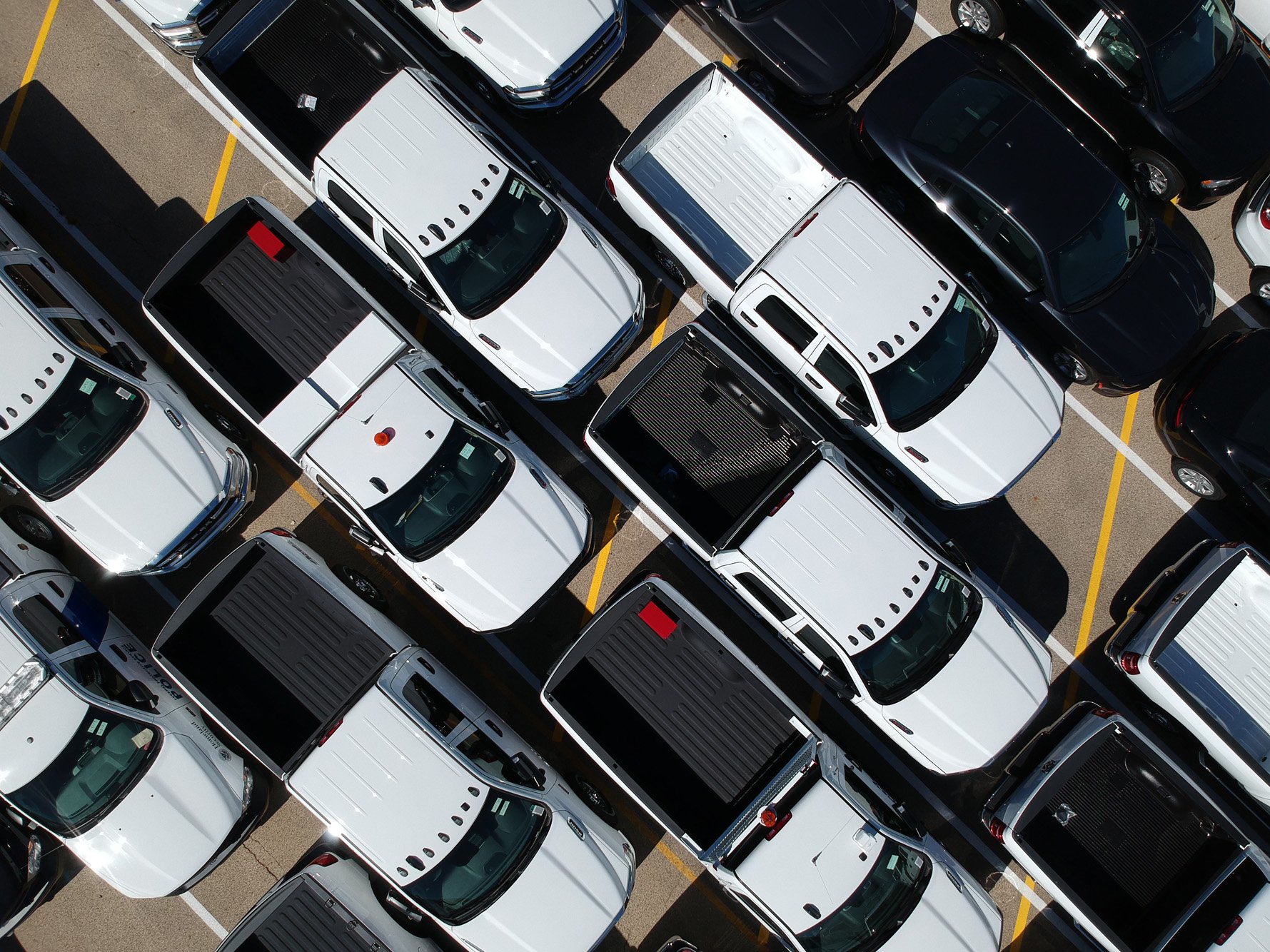 a parking lot full of cars