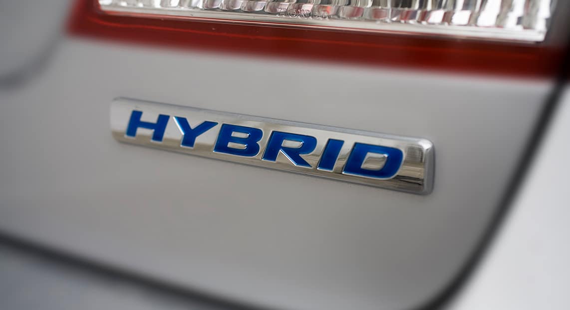 close up of a hybrid car