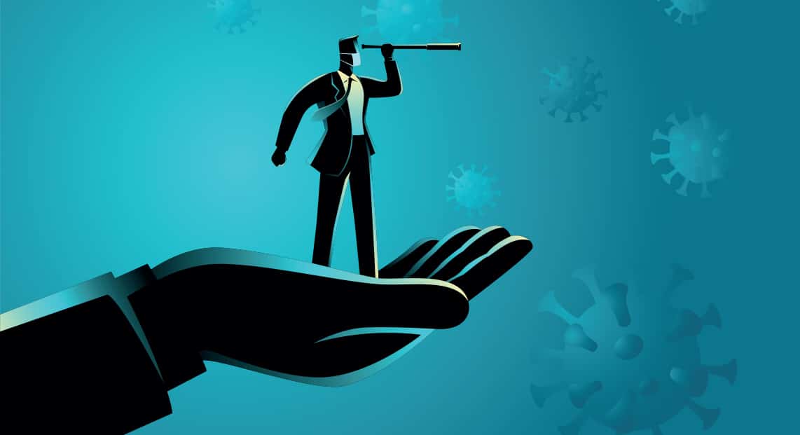 a man standing on a hand