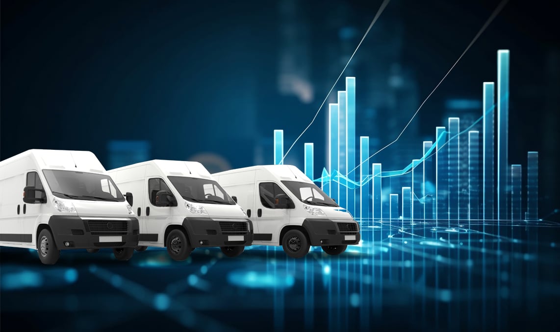 a group of white vans