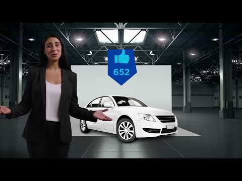 a woman standing in a room with a white car