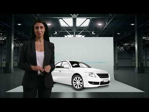 a woman standing in front of a white car