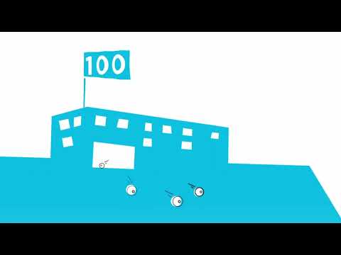 a blue building with a number on top