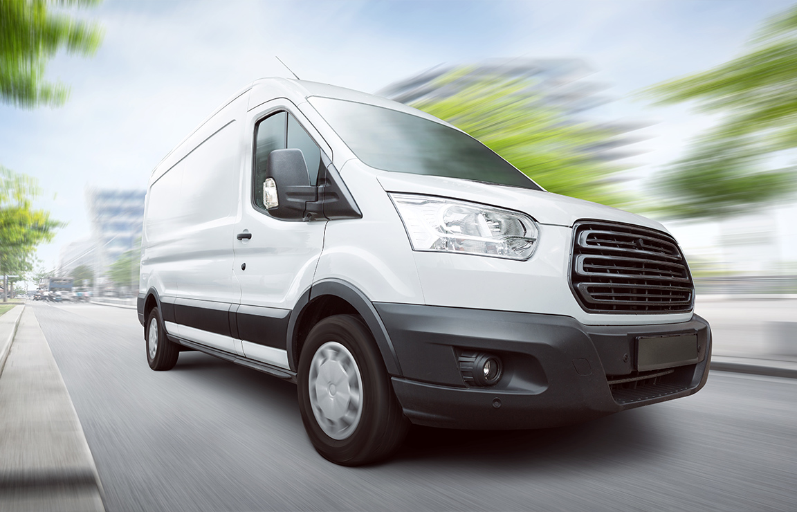 a white van on the road