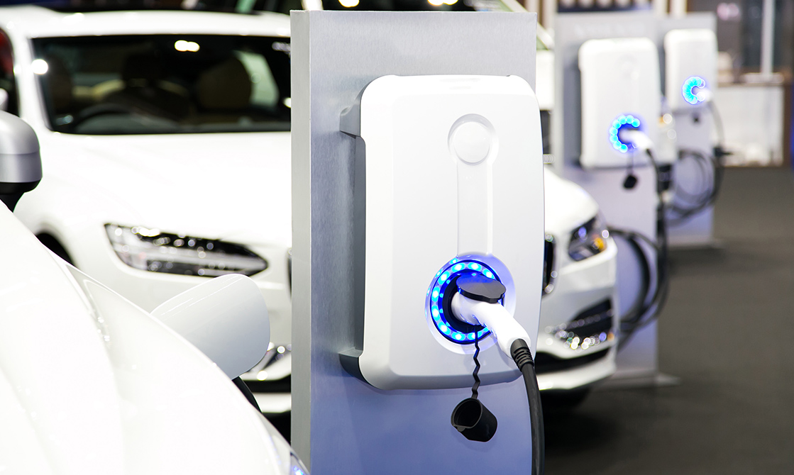 a white electric car charging station