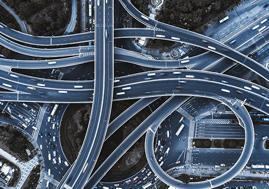a highway with many roads