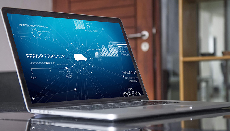 a laptop with a blue screen