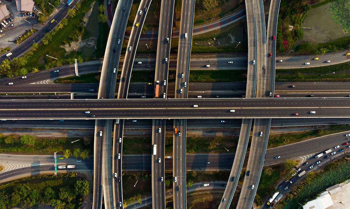 a aerial view of a highway