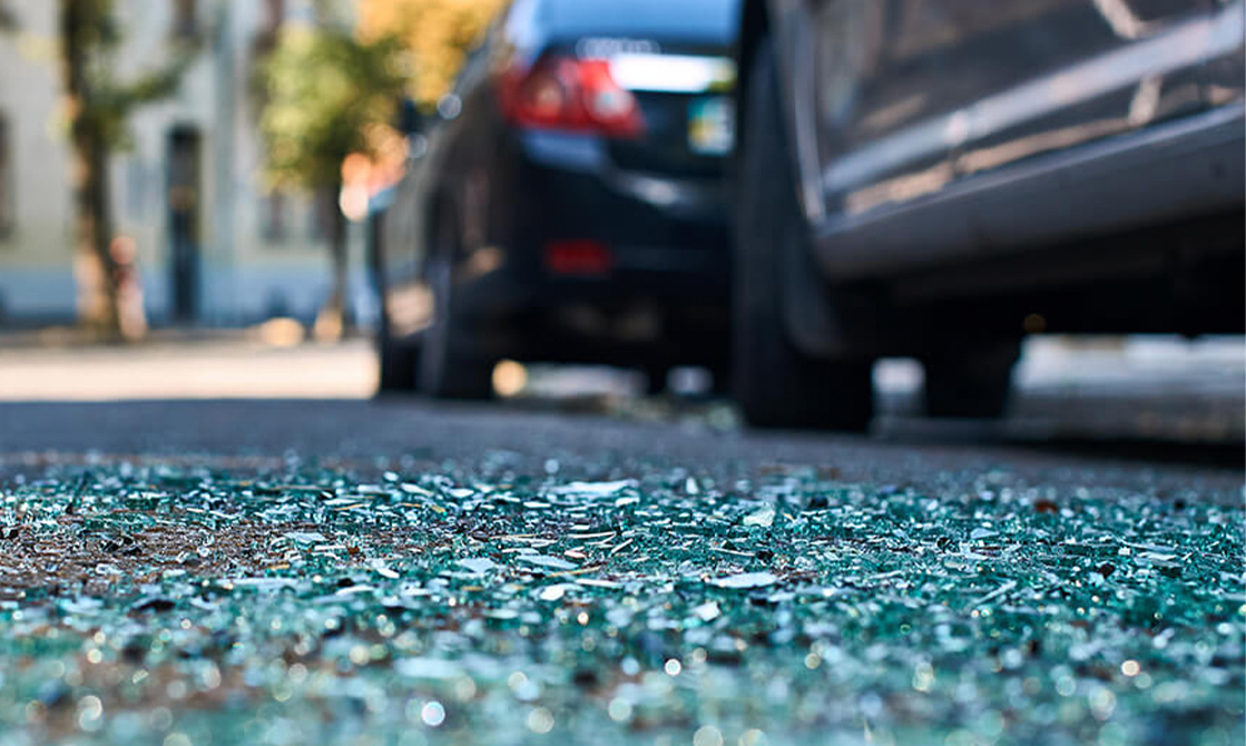 broken glass on the ground