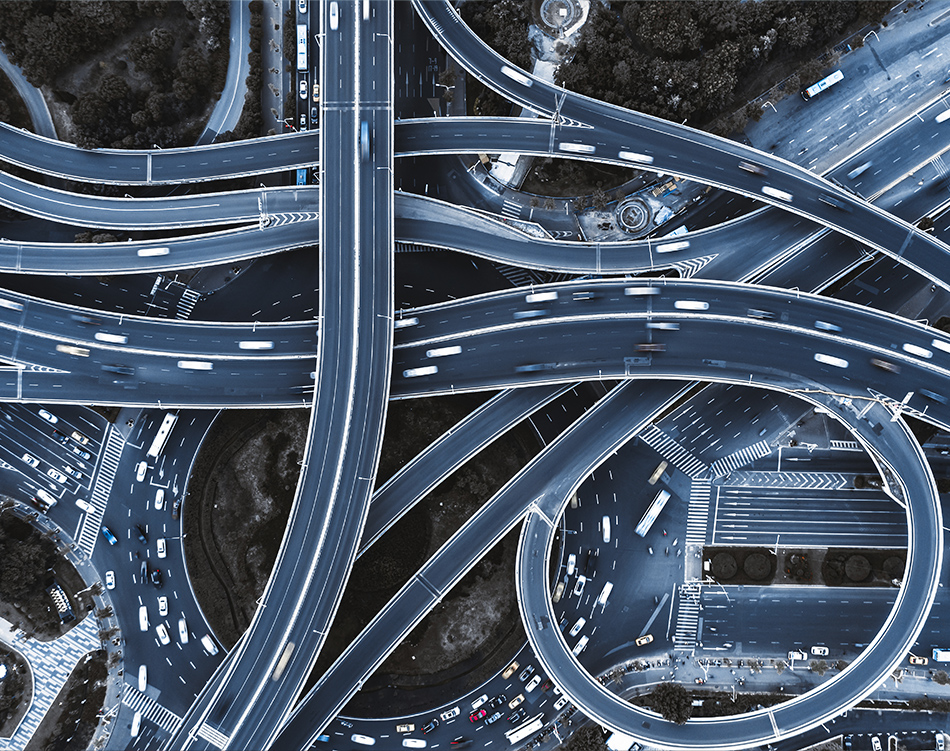 a aerial view of a highway