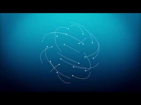 a blue background with white lines and dots