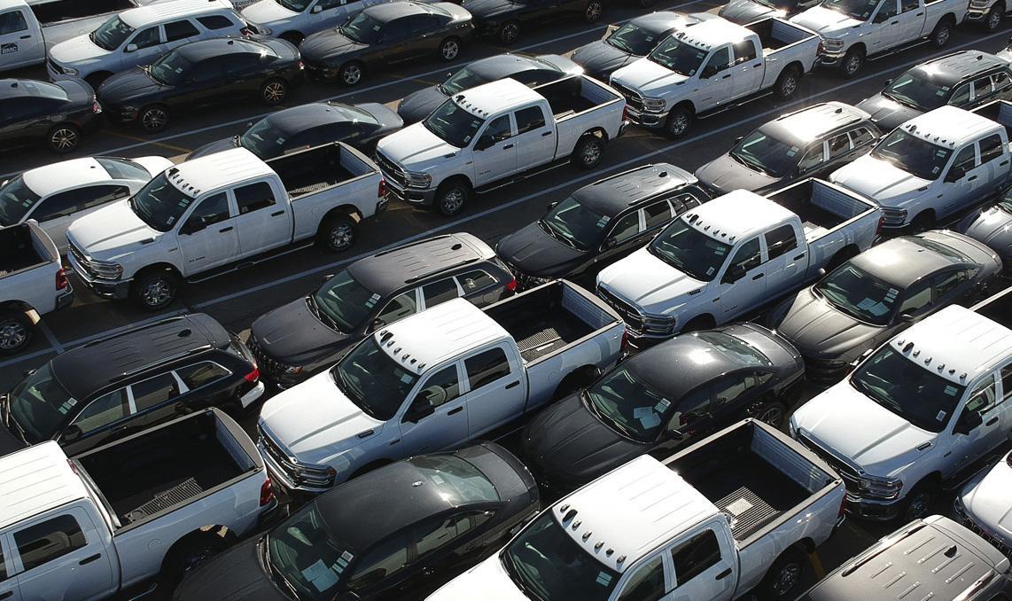 a group of cars in a parking lot