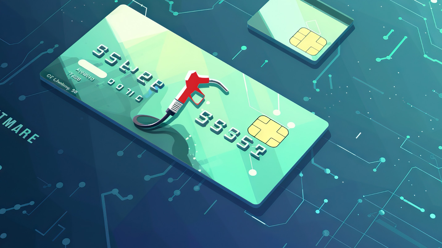 a credit card with a gas nozzle on it