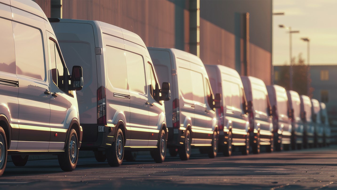 a row of white vans