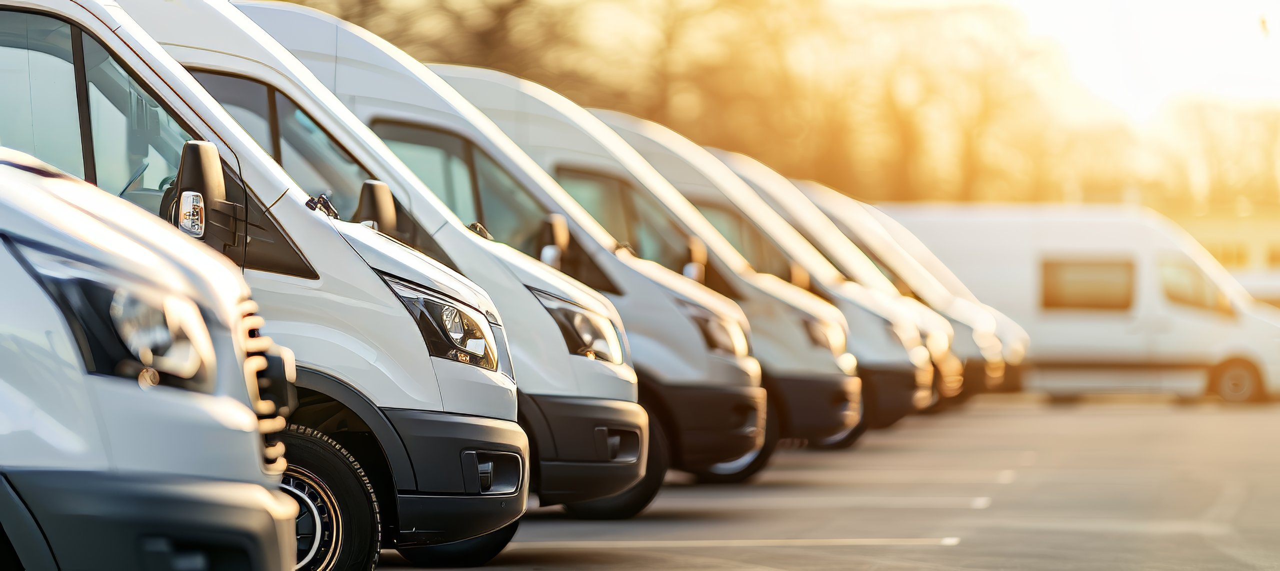 a row of white vans