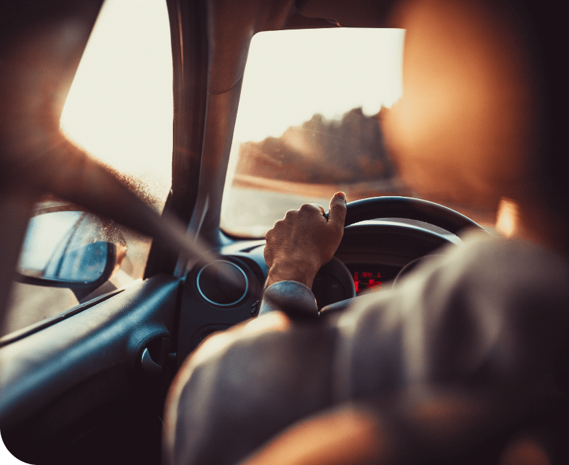 a person driving a car