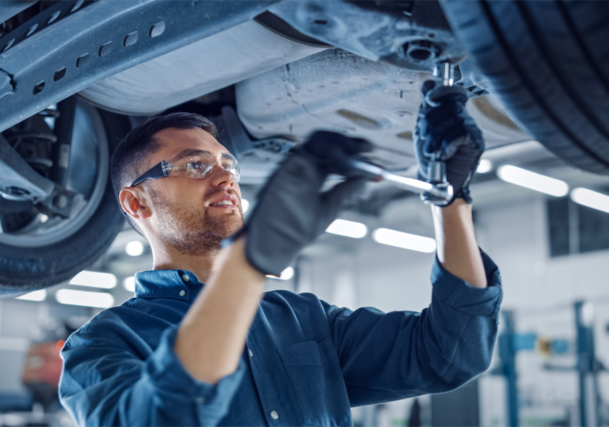 a man working on a car
