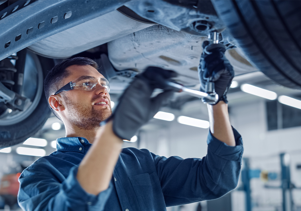 a man working on a car