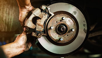 A close up on a vehicle's brake