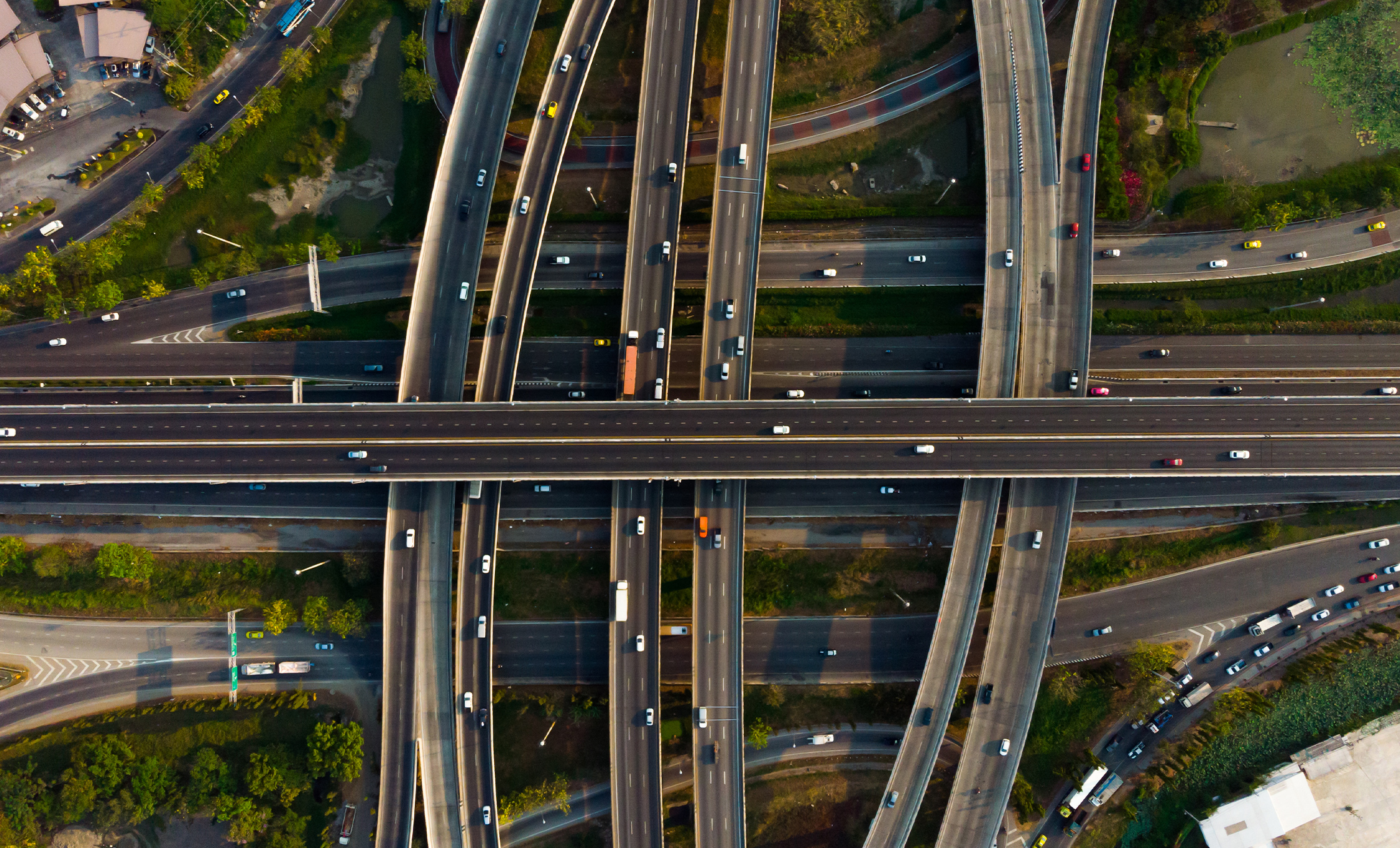 a aerial view of a highway