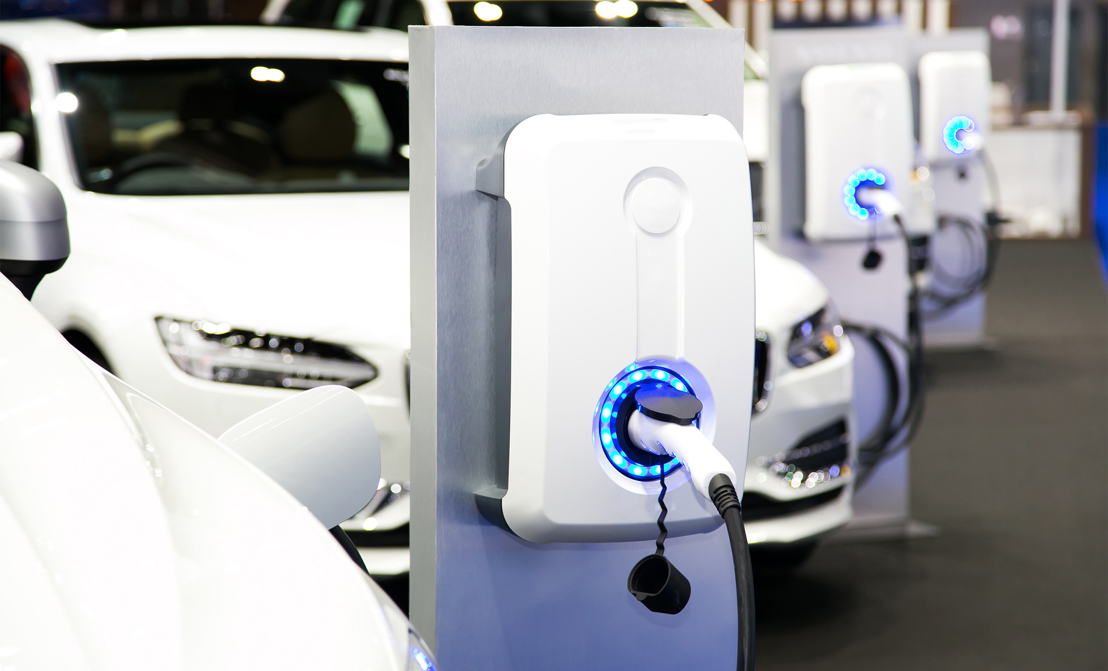 a charging station with a plug in