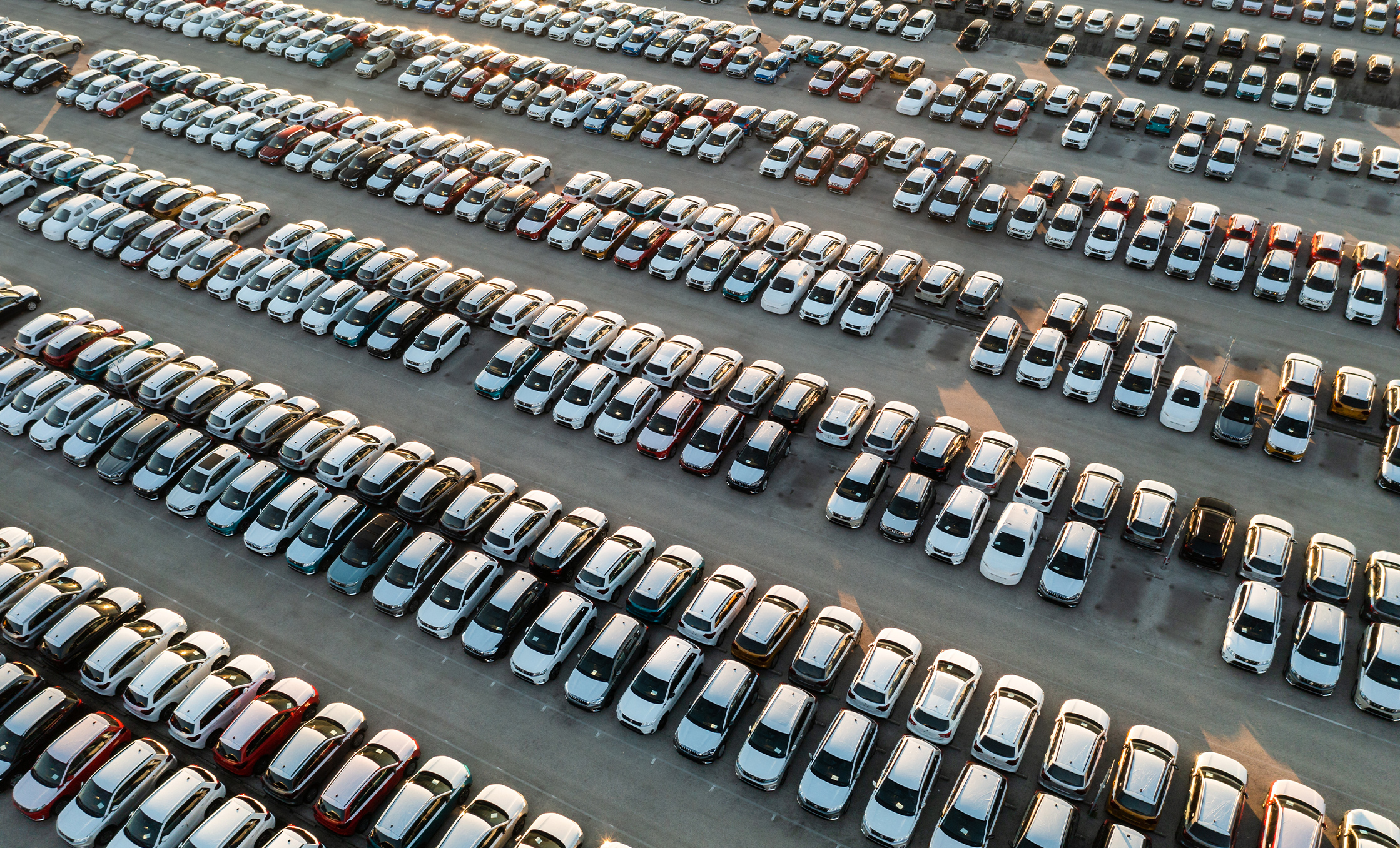 a parking lot full of cars