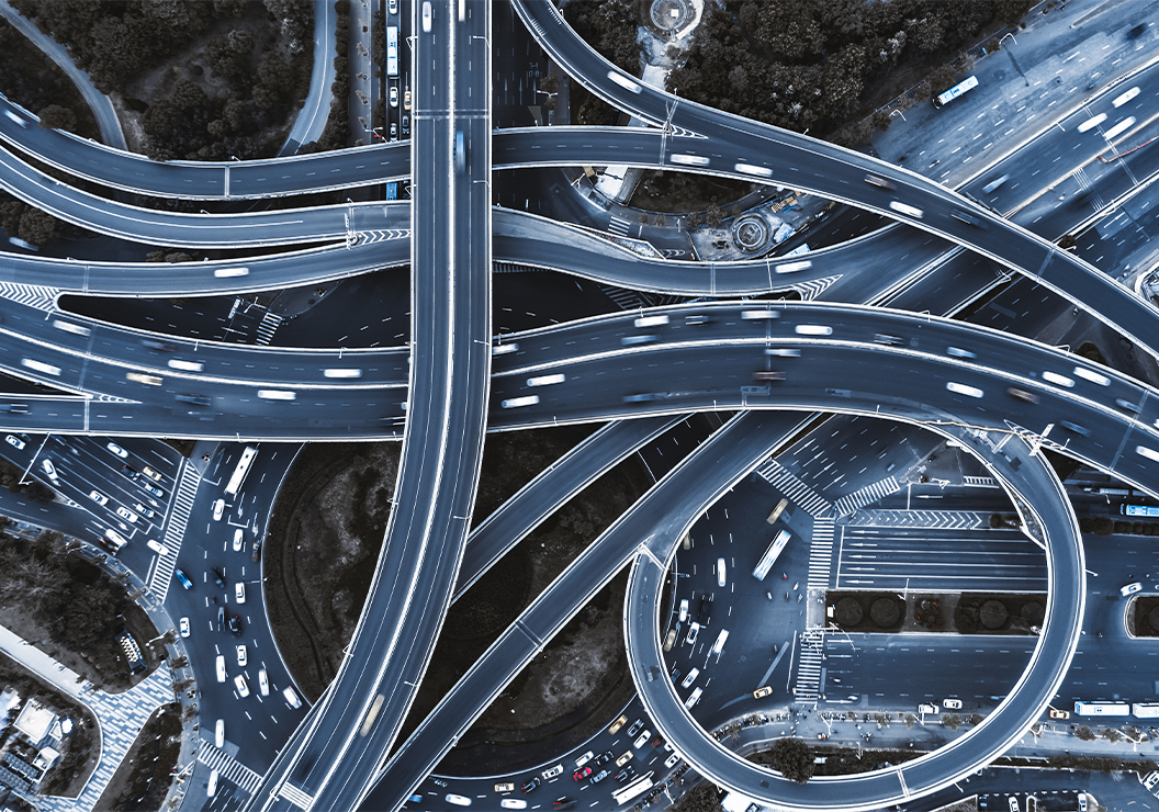 a aerial view of a highway