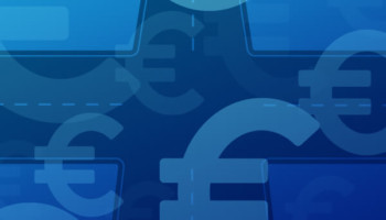 a blue background with symbols