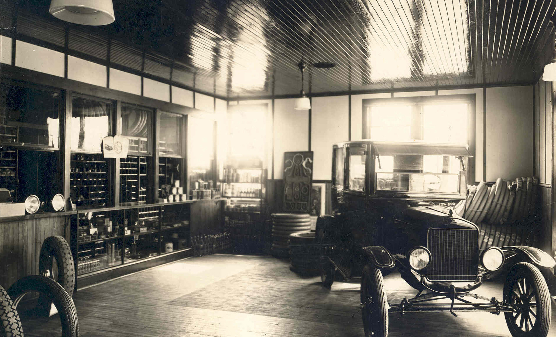 an old car in a store