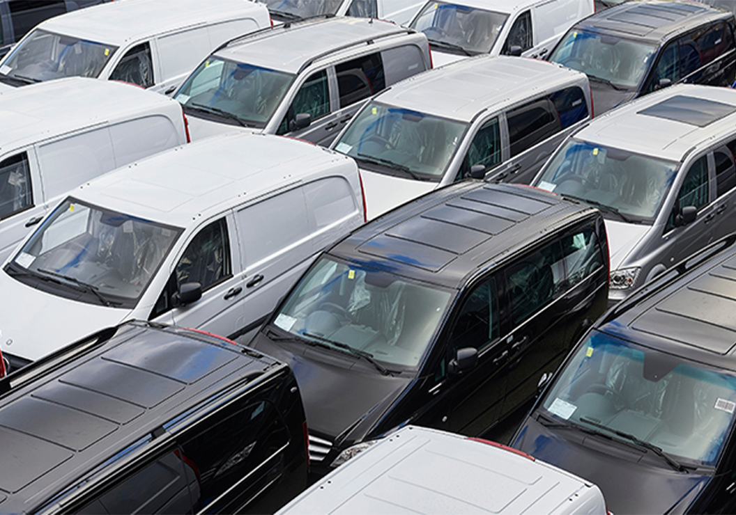 a group of cars in a parking lot