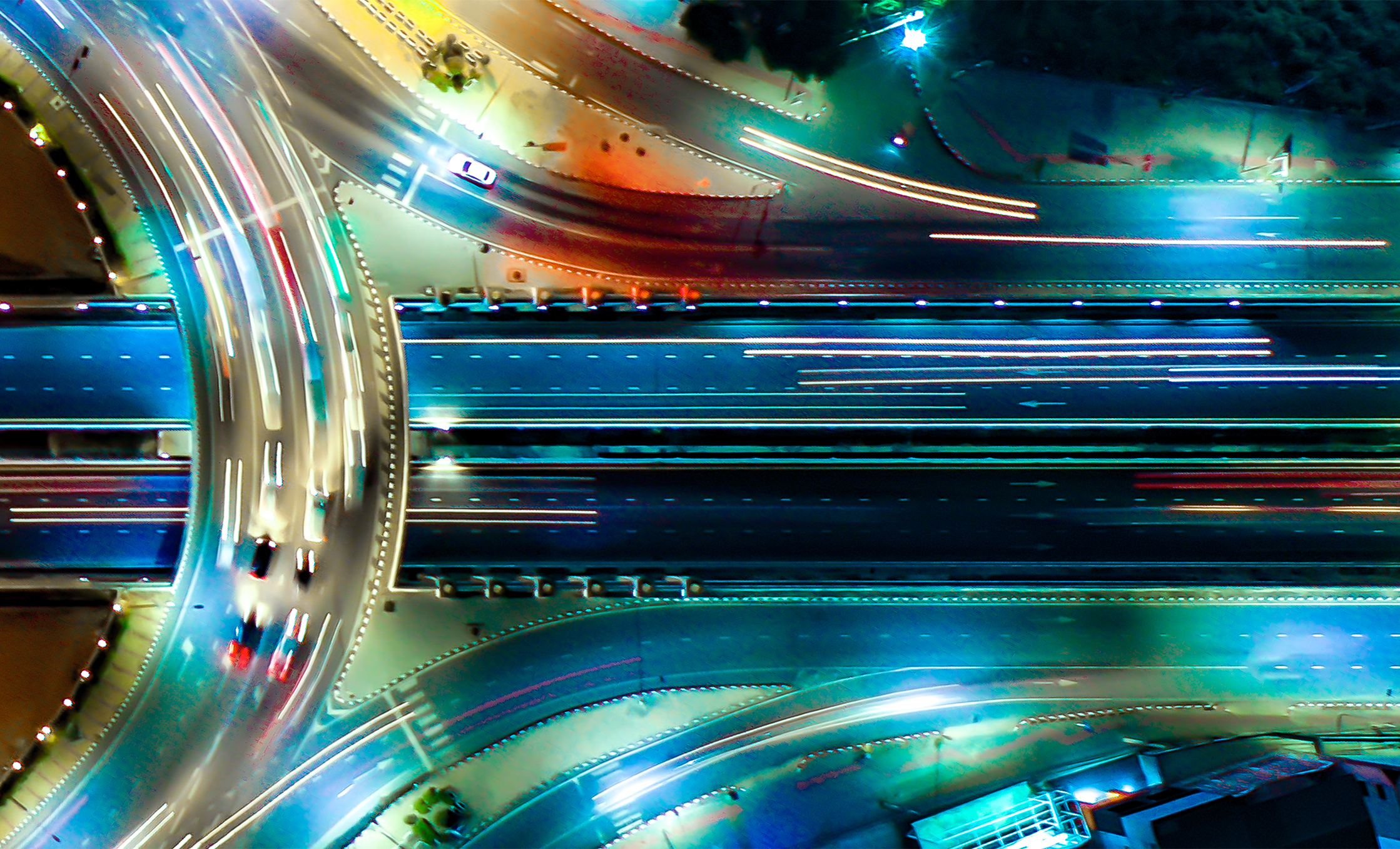 aerial view of a road with cars on it