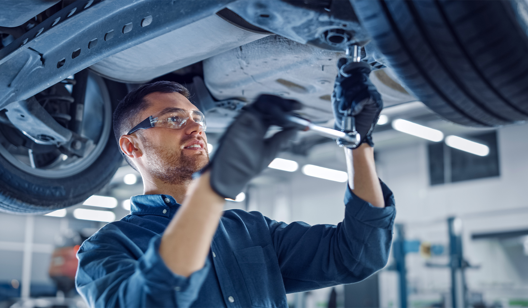 a man working on a car