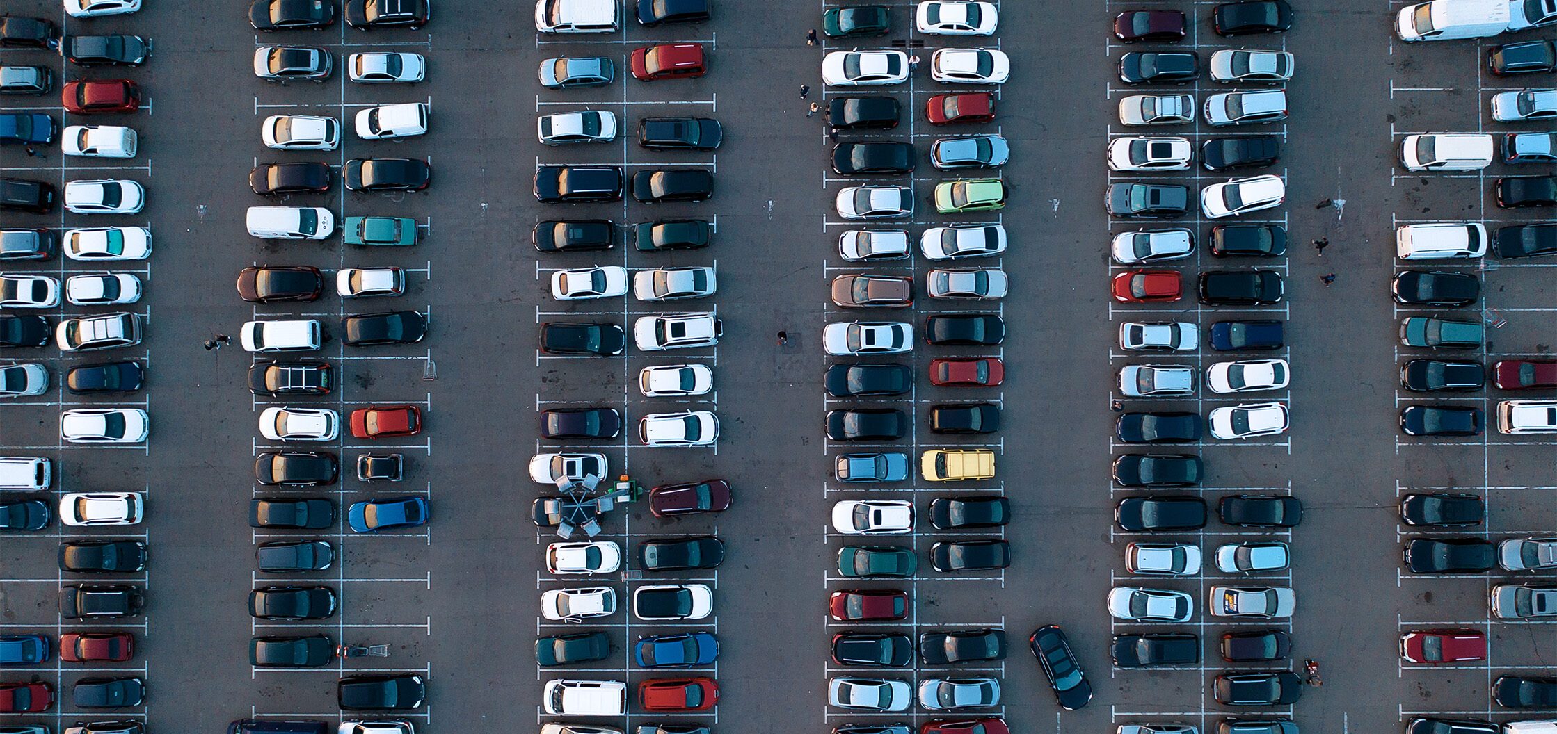 a parking lot full of cars