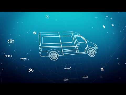 a blue and white van