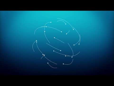 a blue background with white lines and dots