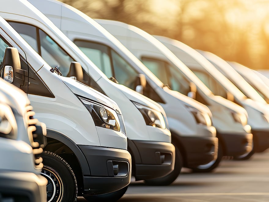 a row of white vans
