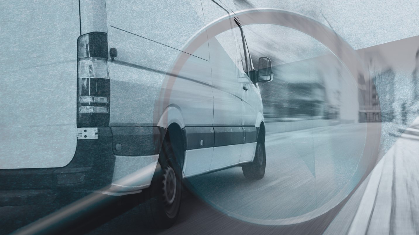 a white van on the road